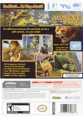 Cabela's Dangerous Hunts 2009 box cover back